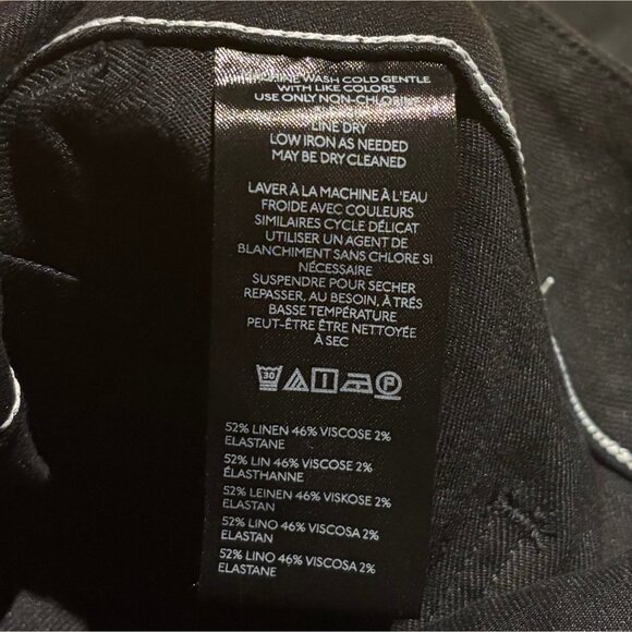 Maeve Anthropologie The Colette Linen Blend Crop Wide-Leg Pants Black 32T Black - Picture 7 of 7